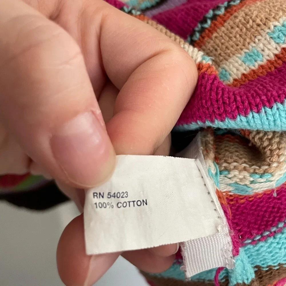 GAP Kids Girls L (10) Chunky Knit Multicolor Striped Sweater Dress 100% Cotton